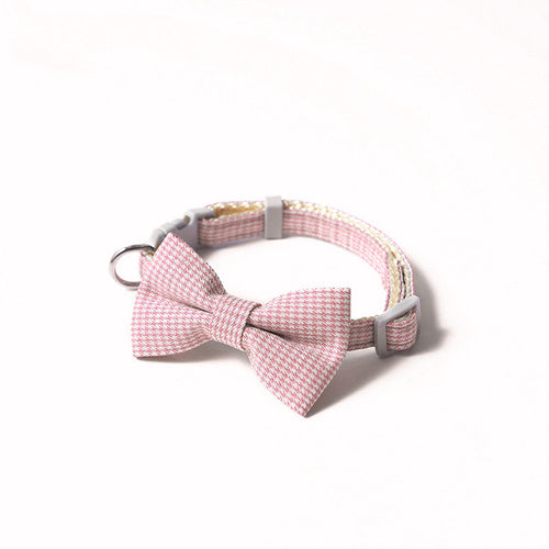 Houndstooth Design Bow Pet Collar